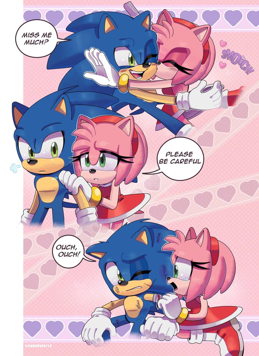 sonic the hedgehog and amy rose (sonic) drawn by charuzu2712