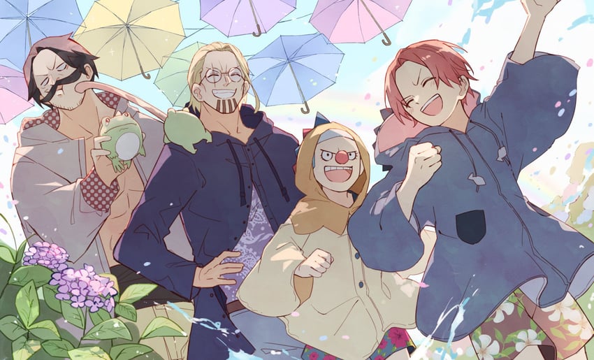 shanks, buggy the clown, gol d. roger, and silvers rayleigh (one piece) drawn by sss_maro