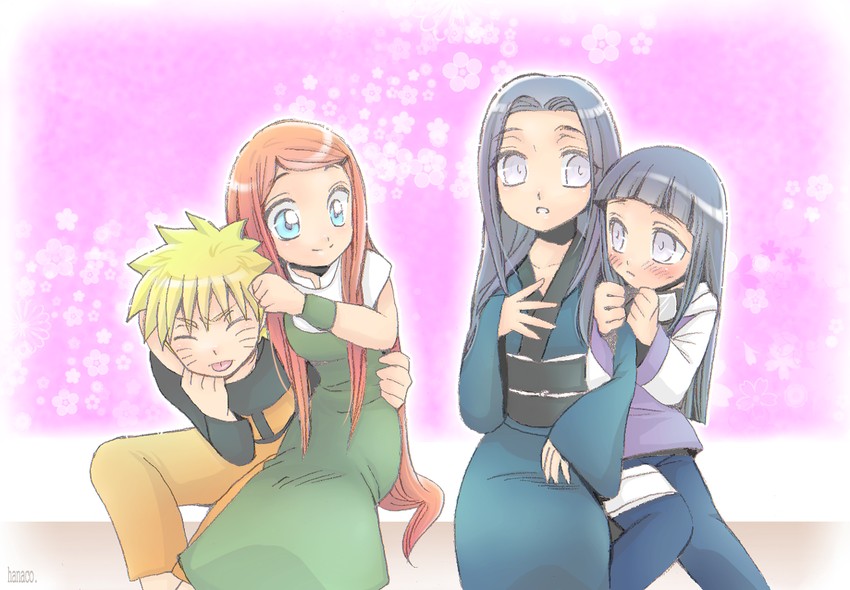 uzumaki naruto, hyuuga hinata, and uzumaki kushina (naruto and 1 more) drawn by hanaco_(hanacoto-ba)