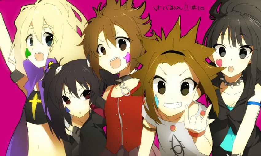 akiyama mio, nakano azusa, hirasawa yui, tainaka ritsu, and kotobuki tsumugi (k-on!) drawn by aobara