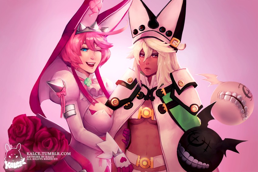 ramlethal valentine and elphelt valentine (guilty gear and 1 more) drawn by kalce