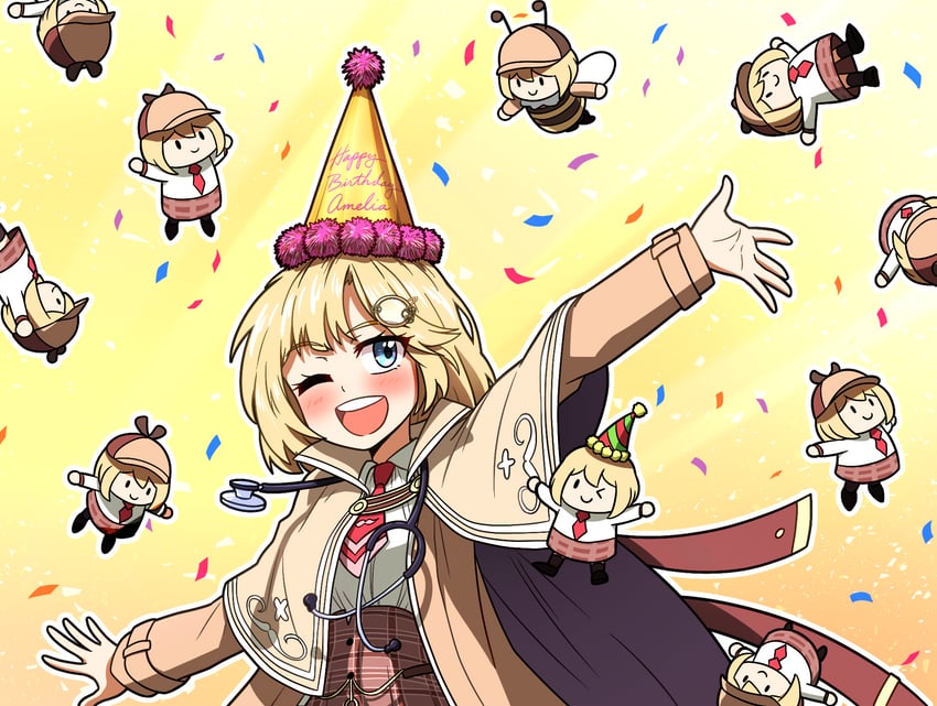 watson amelia and smol ame (hololive and 1 more) drawn by ddolbang