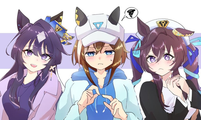 cheval grand, verxina, and vivlos (umamusume) drawn by uru1_san