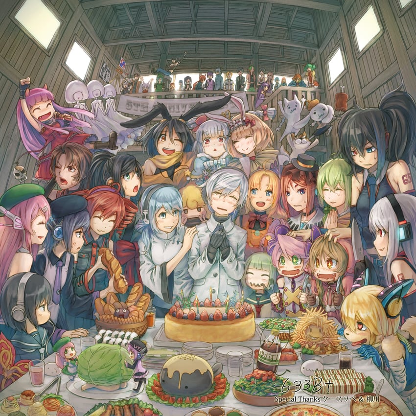 kasane teto, utane uta, momone momo, yokune ruko, namine ritsu, and 41 more (utau and 1 more) drawn by 633b