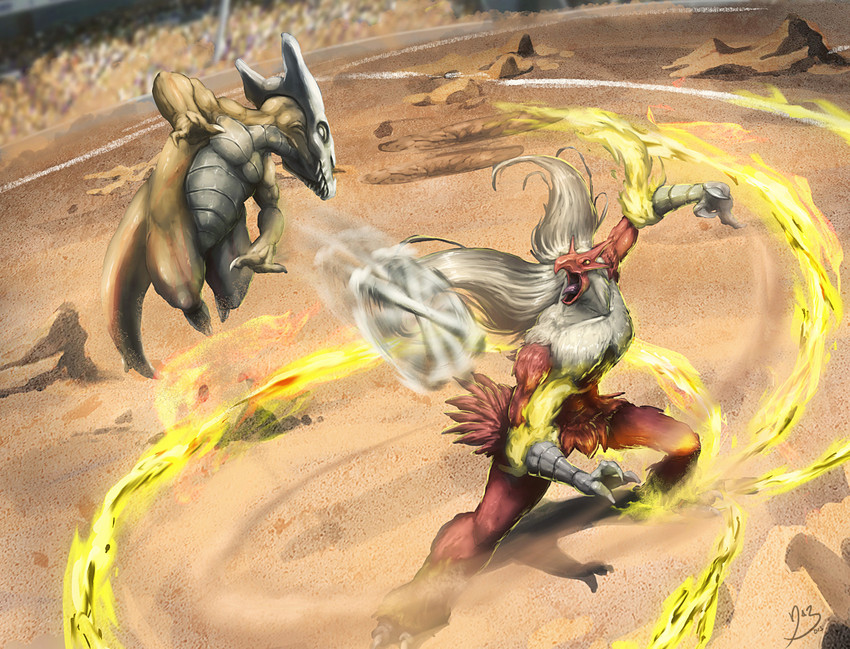 blaziken and marowak (pokemon) drawn by namh