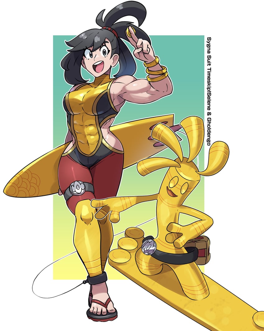 selene and gholdengo (pokemon and 1 more) drawn by juno_son