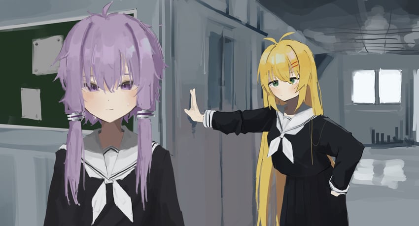 yuzuki yukari and tsurumaki maki (vocaloid and 1 more) drawn by ijou_(actorstrangeluv)