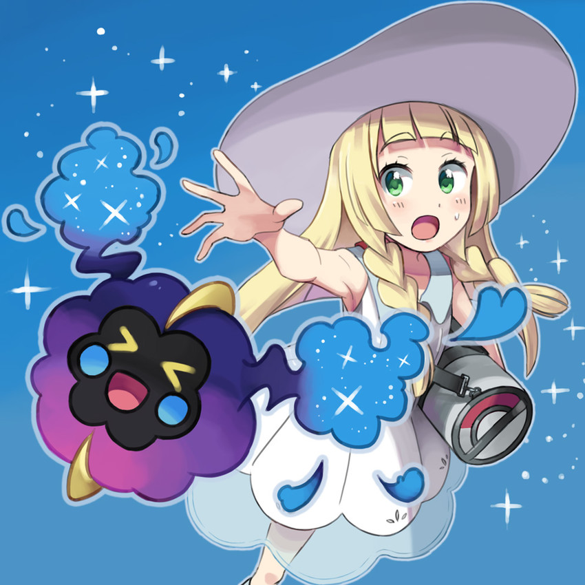 lillie and cosmog (pokemon and 1 more) drawn by yuuta_(tokoton_hirune_hiyori)