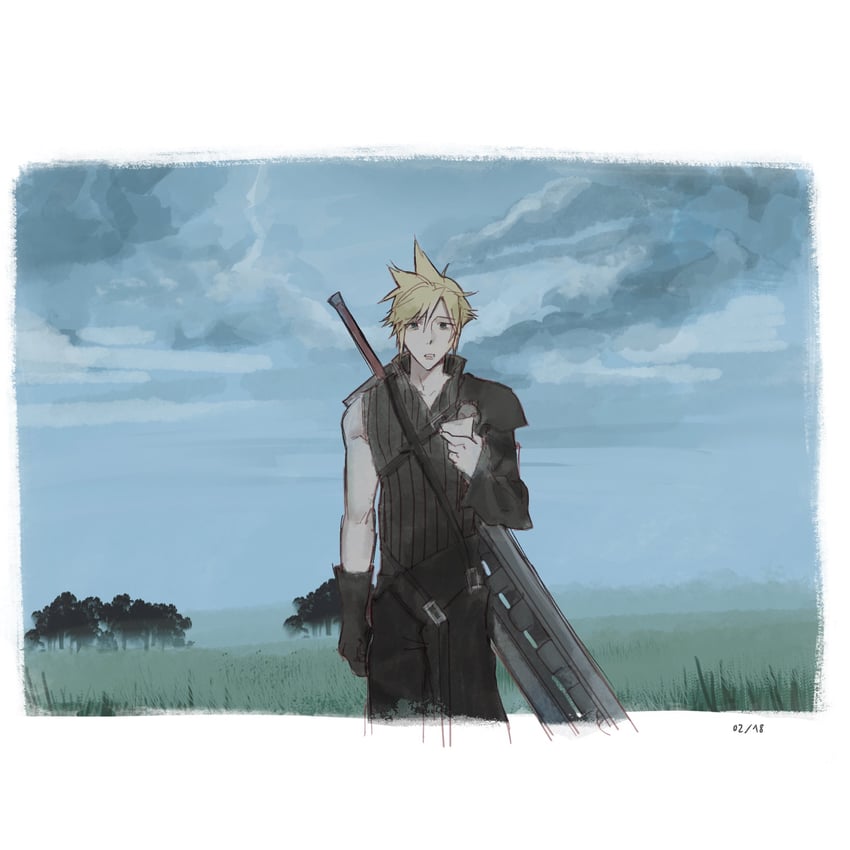 cloud strife (final fantasy and 2 more) drawn by hel_6