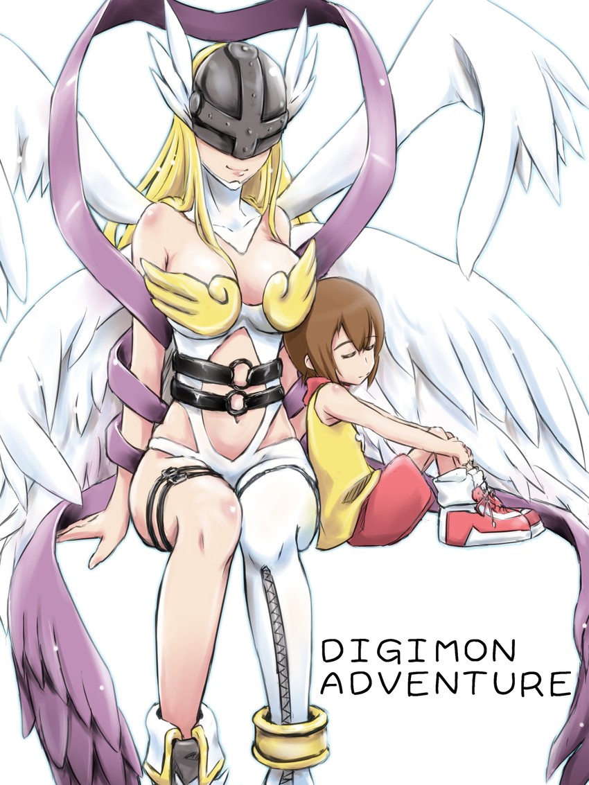 angewomon and yagami hikari (digimon and 1 more) drawn by toriatto_gununu