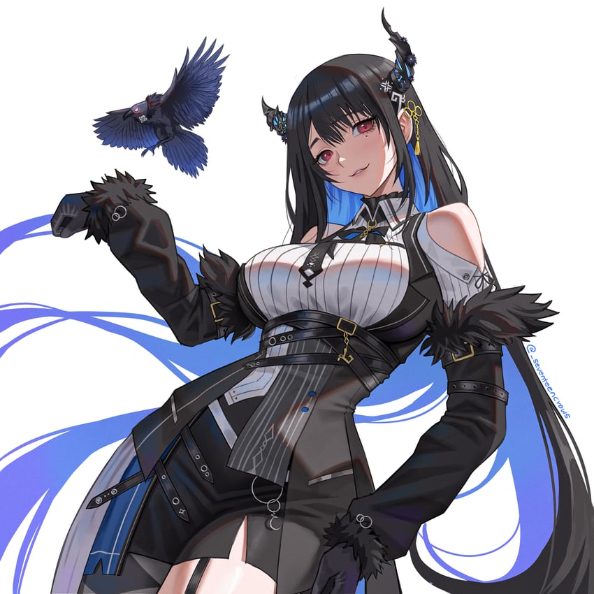 nerissa ravencroft and shadow (hololive and 1 more) drawn by seventeencrows