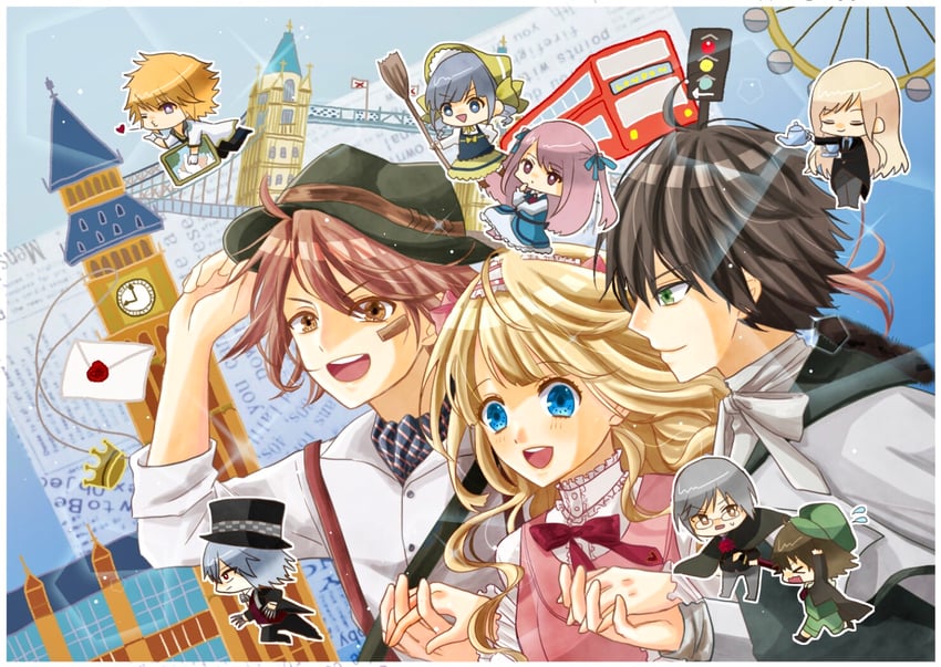 emily whiteley, jean lupin, sara marple, abigail hudson, jack millers, and 5 more (eikoku tantei mysteria) drawn by yuzuponzu