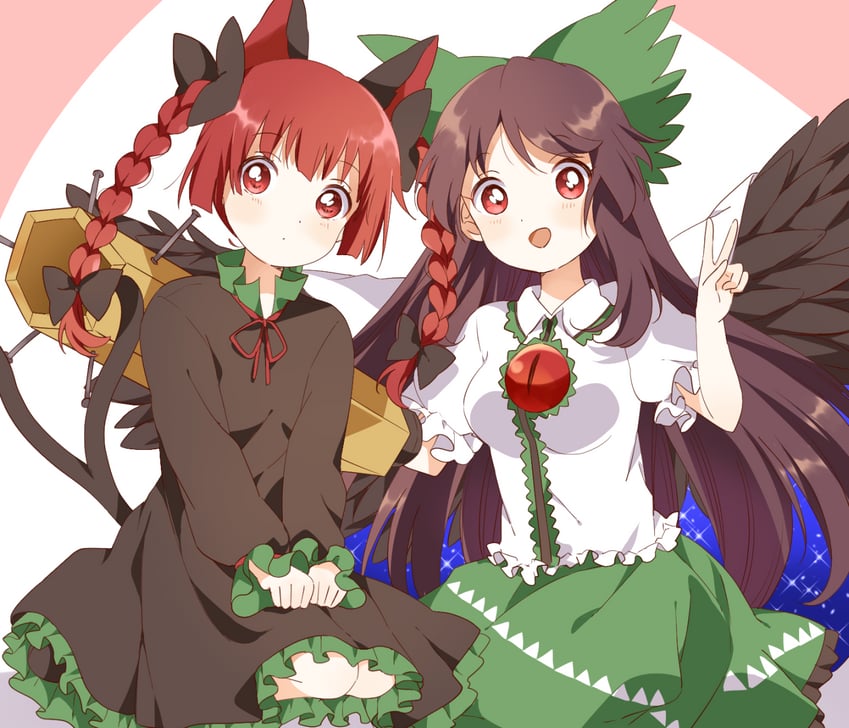 kaenbyou rin and reiuji utsuho (touhou) drawn by sasaki_sakiko