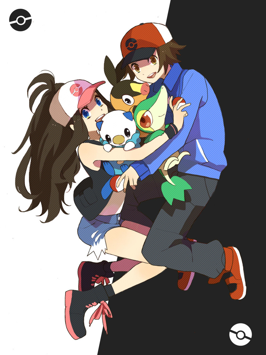 hilda, hilbert, oshawott, snivy, and tepig (pokemon and 1 more) drawn by tndkworks