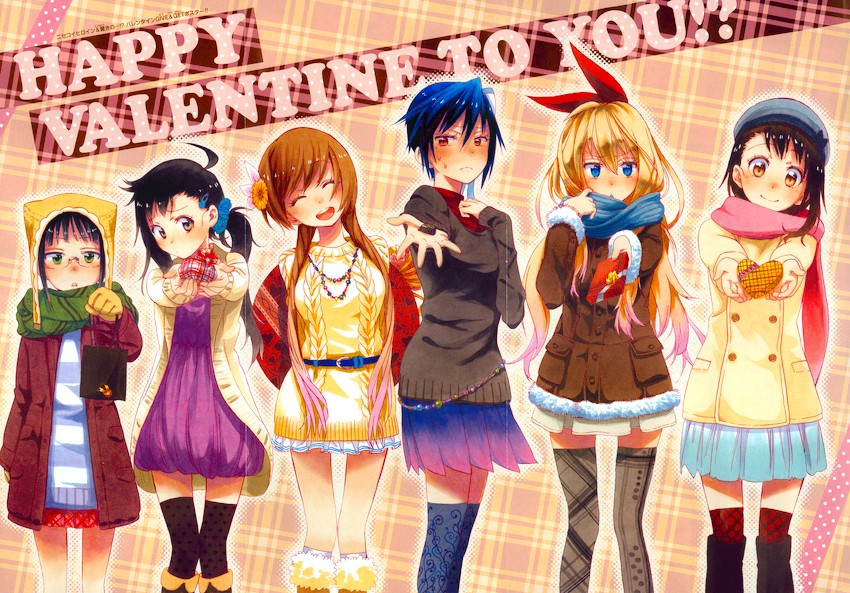 kirisaki chitoge, onodera kosaki, tsugumi seishirou, tachibana marika, onodera haru, and 1 more (nisekoi) drawn by nowakyy