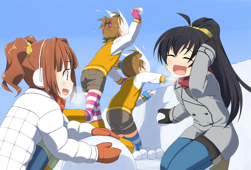 ganaha hibiki, takatsuki yayoi, futami mami, and futami ami (idolmaster) drawn by sanjou_(weekly10)