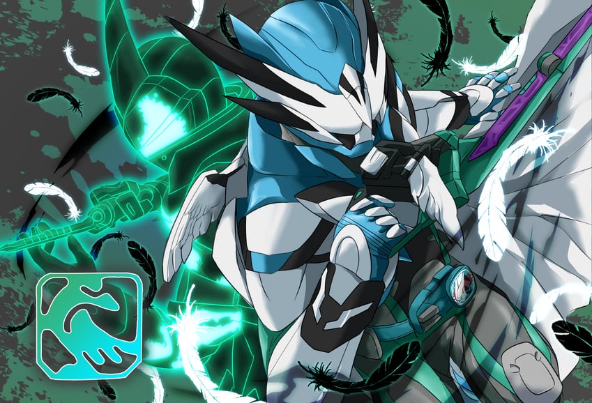 kamen rider evil and kamen rider eviltylive (kamen rider and 1 more) drawn by miyabi_(037)