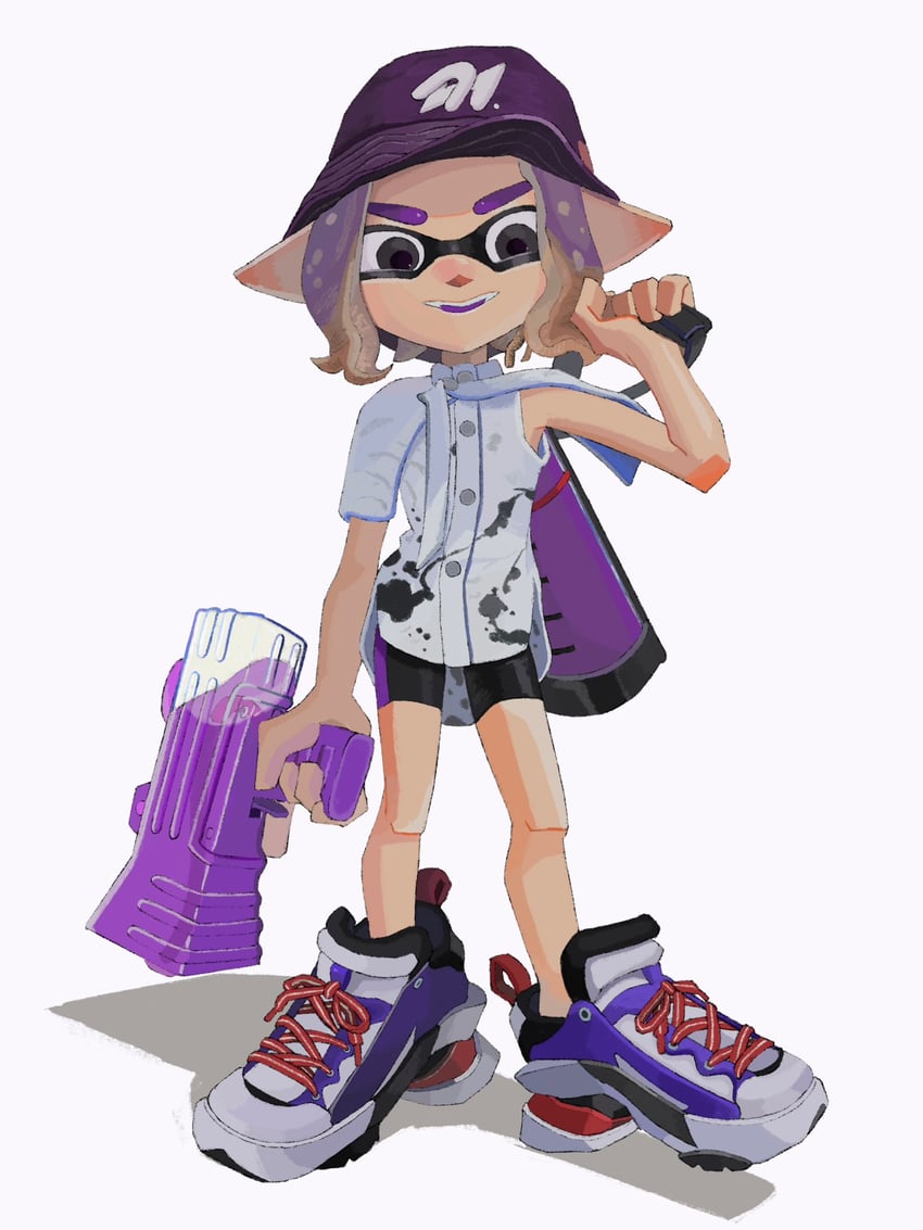 inkling player character and inkling girl (splatoon) drawn by hyper_chikuwabu