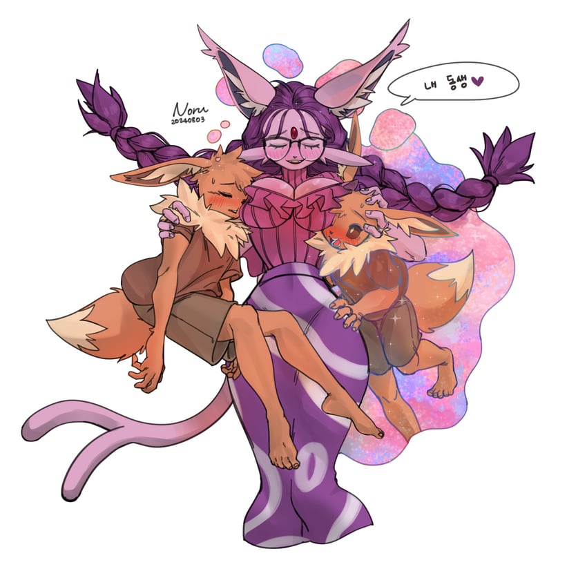 eevee and espeon (pokemon) drawn by noru_(noruru3737)
