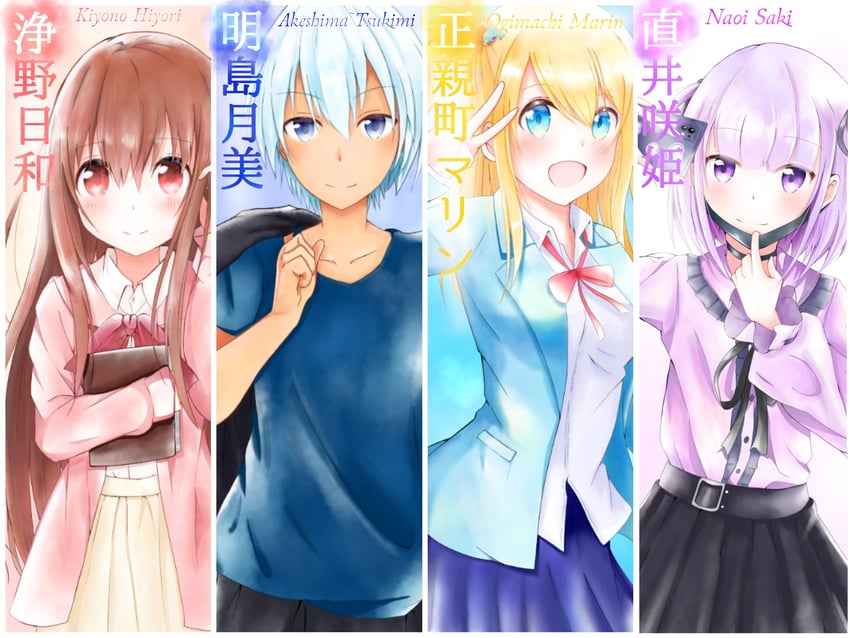 ogimachi marin, naoi saki, kiyono hiyori, and akeshima tsukimi (original) drawn by tacchan_(tattyan91031)