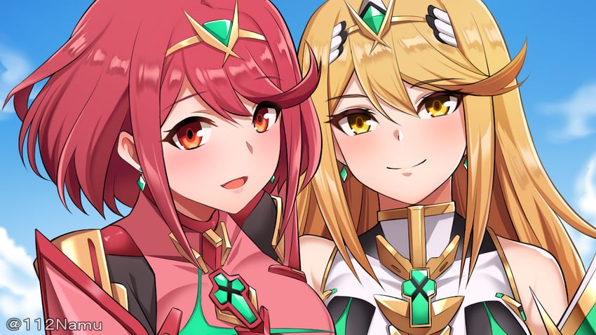pyra and mythra (xenoblade chronicles and 2 more) drawn by namu_(112namu)