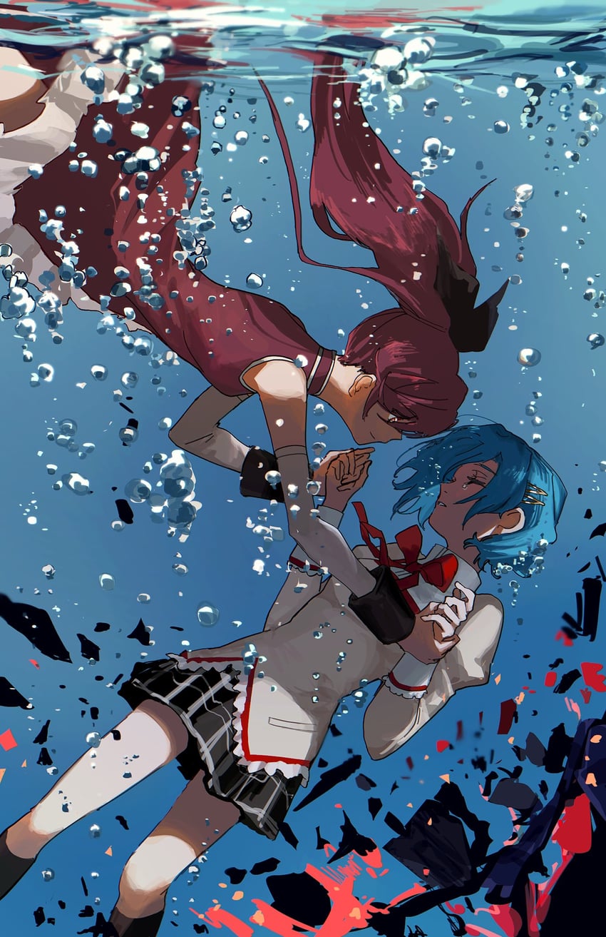 miki sayaka and sakura kyoko (mahou shoujo madoka magica) drawn by choroi_amachori