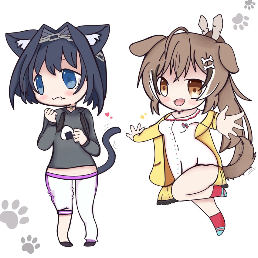 ouro kronii, nekomata okayu, nanashi mumei, inugami korone, and kronie (hololive and 1 more) drawn by nyuh