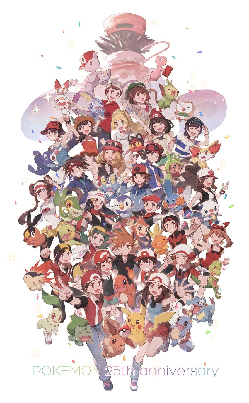 pikachu, dawn, lillie, may, rosa, and 46 more (pokemon and 13 more) drawn by odd_(hin_yari)