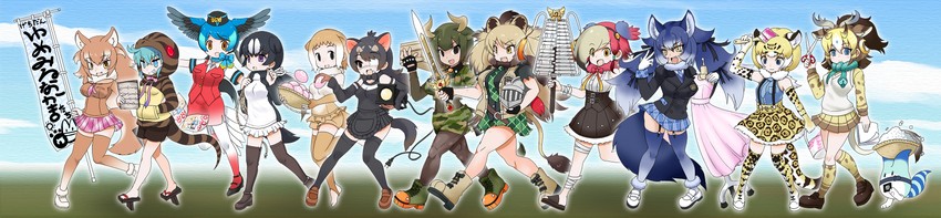 lucky beast, tsuchinoko, dire wolf, aurochs, australian devil, and 8 more (kemono friends) drawn by carasohmi