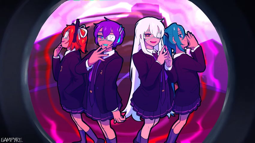 hatsune miku, adachi rei, utane uta, and sukone tei (vocaloid and 3 more) drawn by gampyre
