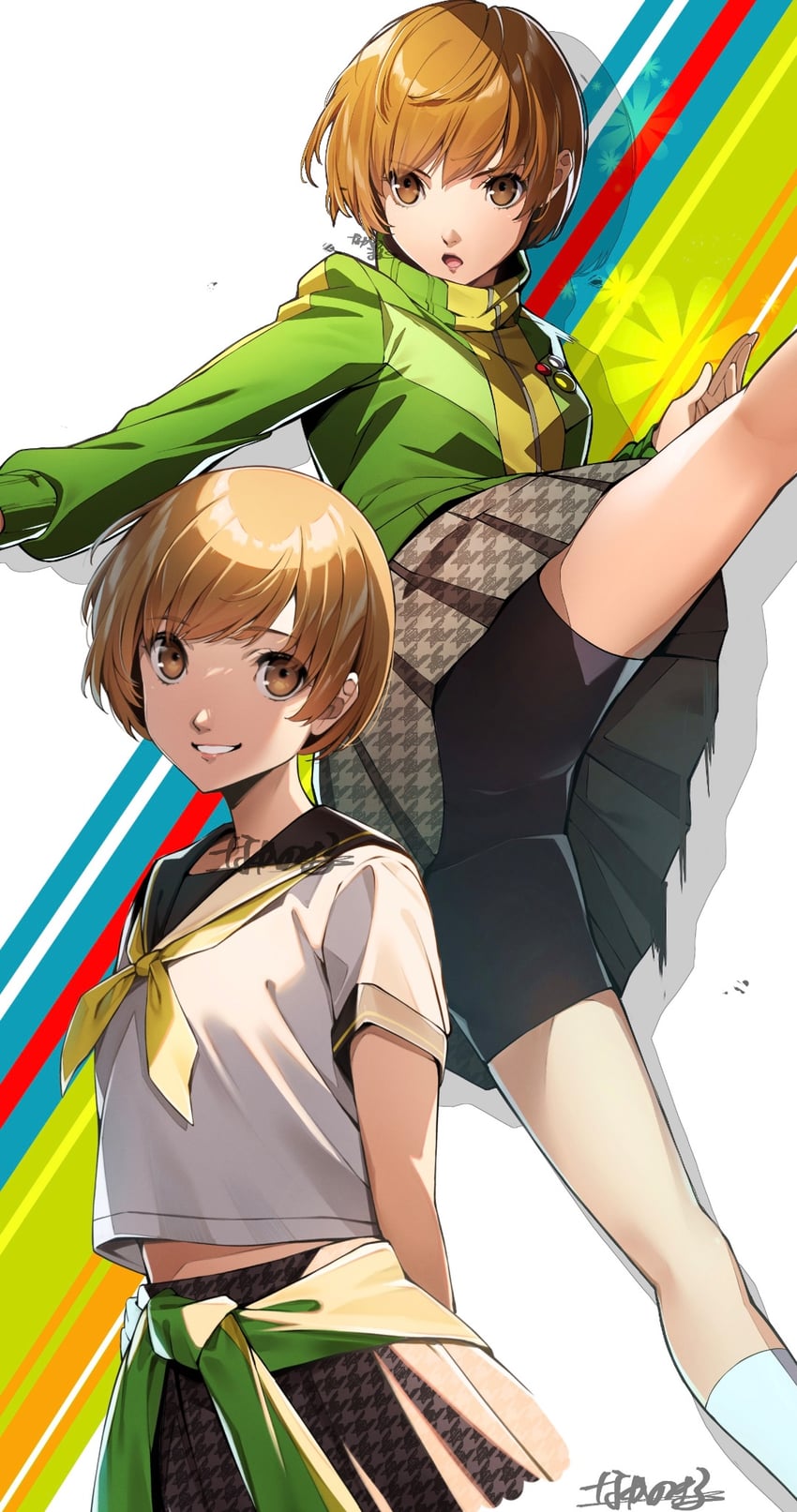 satonaka chie (persona and 1 more) drawn by nakano_maru
