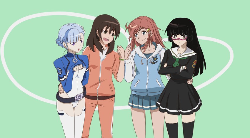 fin e ld si laffinty, kyouno madoka, katou marika, and chiaki kurihara (rinne no lagrange and 1 more) drawn by 17natsuki17_(1050545)