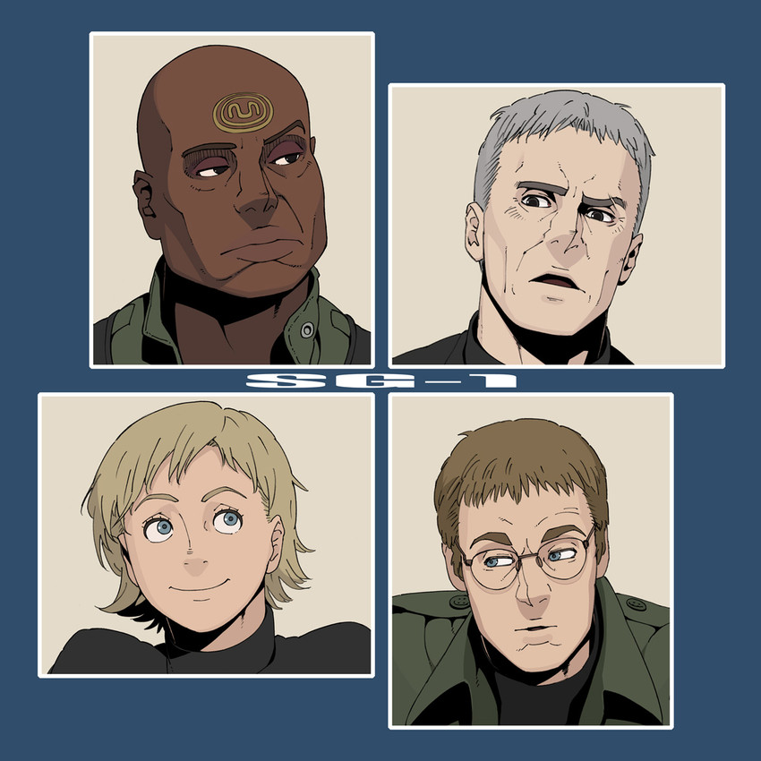 jack o'neill, teal'c, samantha carter, and daniel jackson (stargate and 1 more) drawn by go_robots