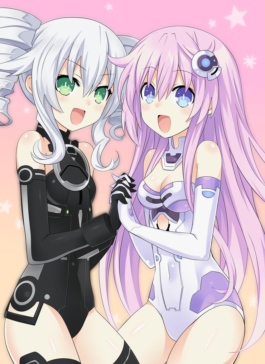 purple sister and black sister (neptune and 1 more) drawn by zero_(ray_0805)