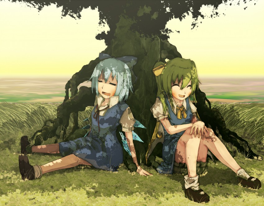 cirno and daiyousei (touhou) drawn by tokoroten_(hmmuk)