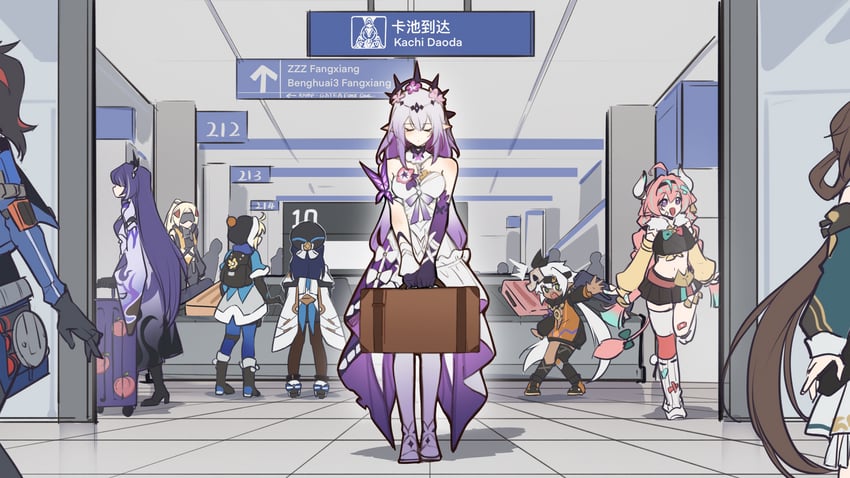 acheron, zhu yuan, castorice, varesa, trigger, and 4 more (genshin impact and 5 more) drawn by xinzhizhu