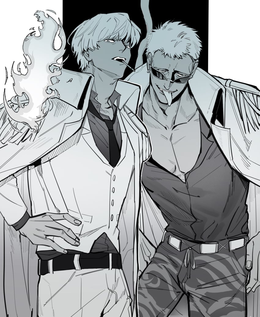 donquixote doflamingo and donquixote rocinante (one piece) drawn by zkc_fes