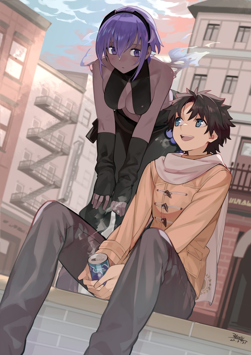 fujimaru ritsuka and hassan of serenity (fate and 1 more) drawn by nao_(syn_eaa)