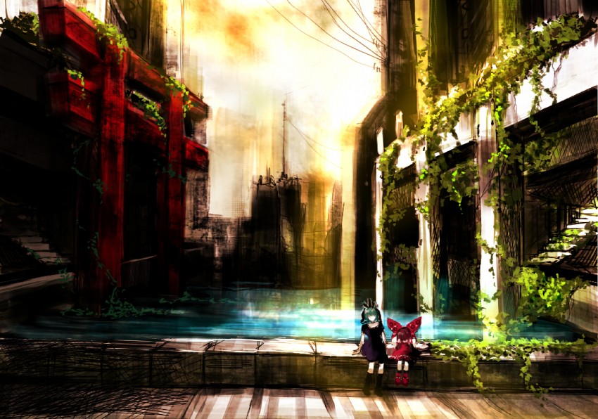 hakurei reimu, kagiyama hina, and kuma-hina (touhou) drawn by violence_kumahina