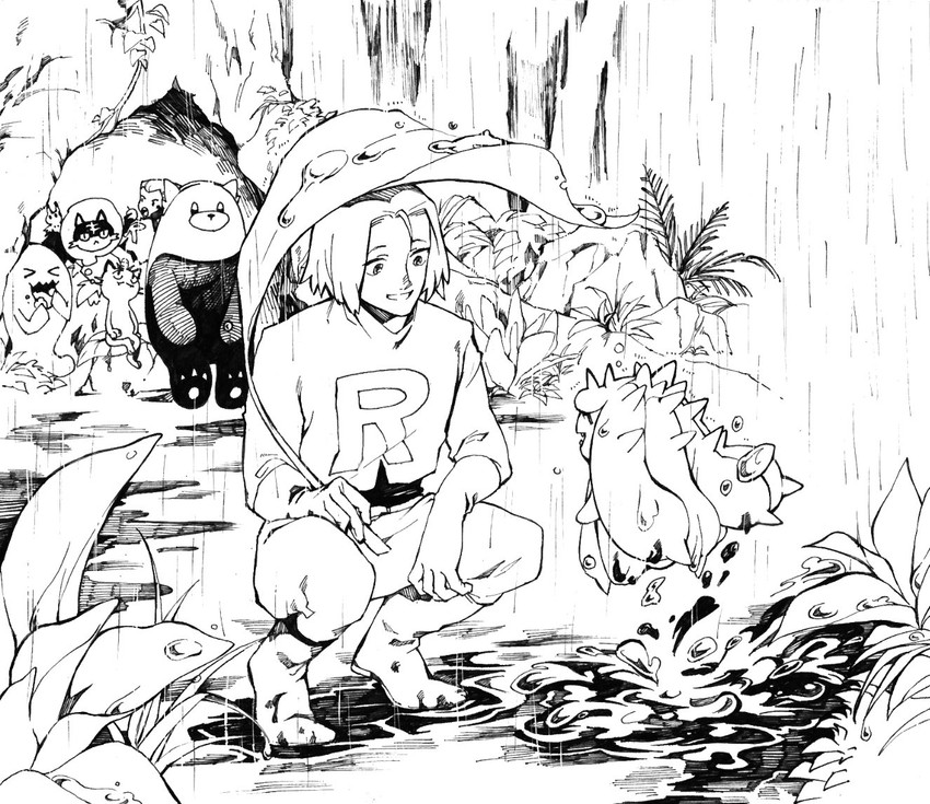 mimikyu, jessie, james, meowth, litten, and 3 more (pokemon and 1 more) drawn by kakiyakee_(k_key_5)