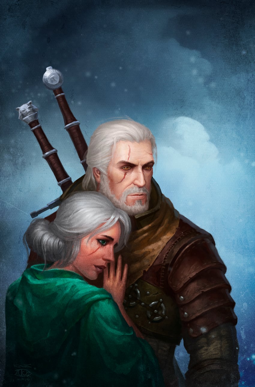 ciri and geralt of rivia (the witcher and 1 more) drawn by kaasturovec
