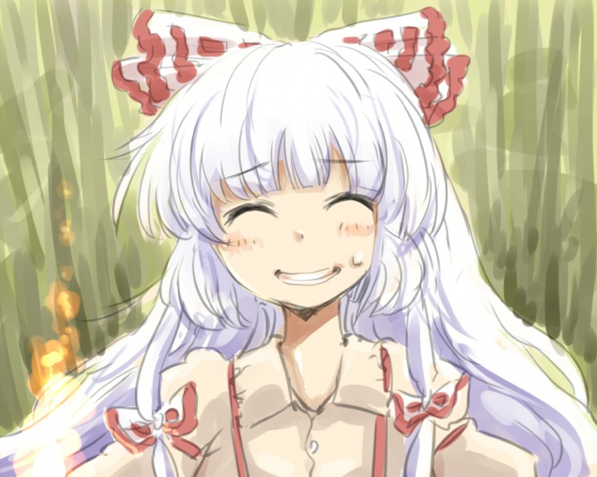 fujiwara no mokou (touhou) drawn by harusame_(unmei_no_ikasumi)
