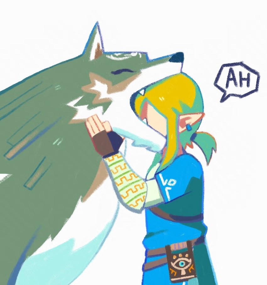 link and wolf link (the legend of zelda and 2 more) drawn by