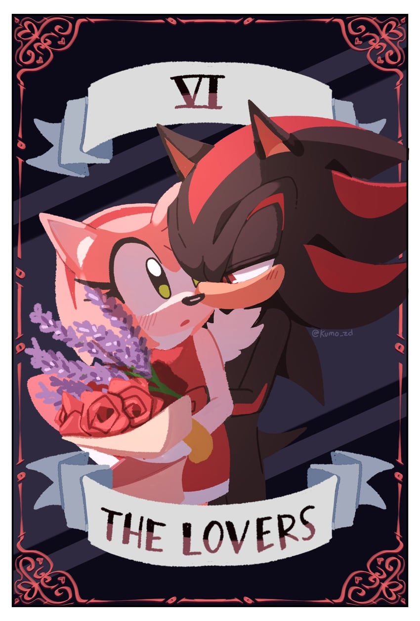 shadow the hedgehog and amy rose (sonic) drawn by kumo_zd