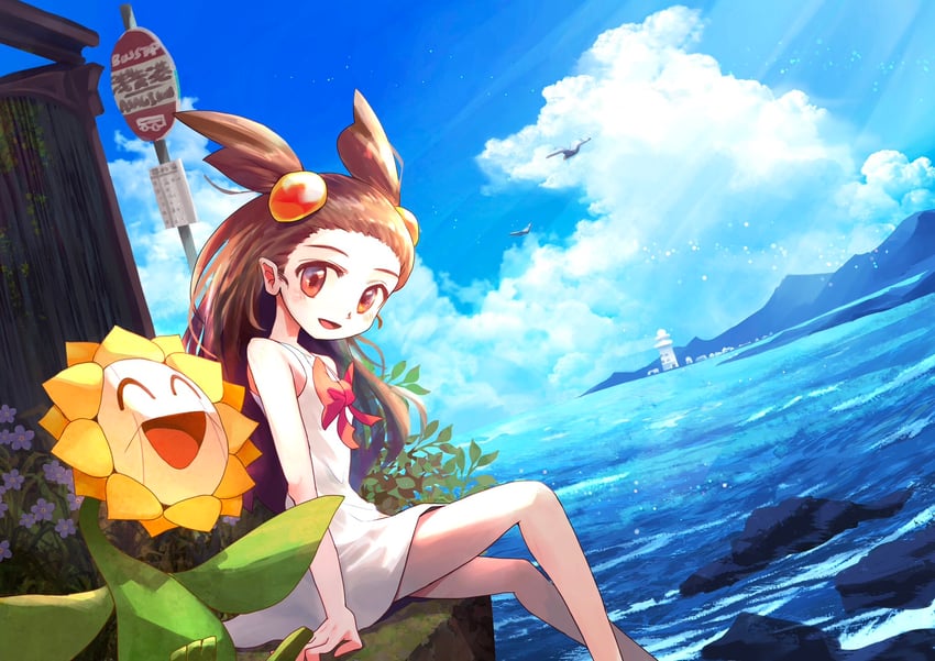 wingull, jasmine, and sunflora (pokemon and 1 more) drawn by ribero