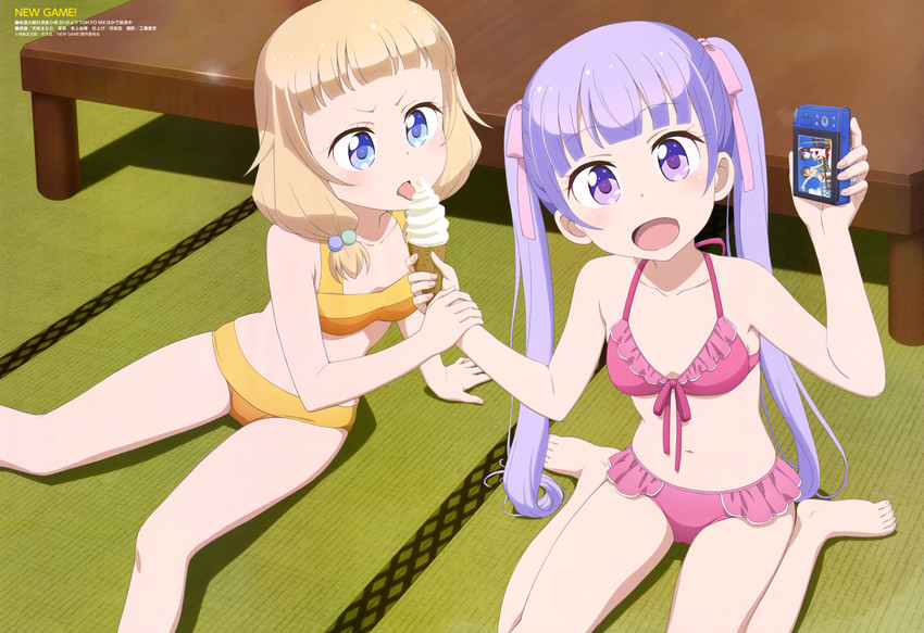 suzukaze aoba, takimoto hifumi, sakura nene, and shinoda hajime (new game!) drawn by amasaki_manamu