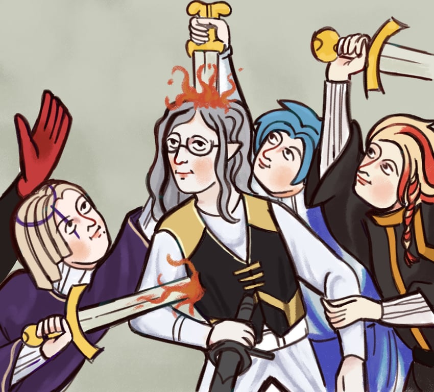 regis altare, axel syrios, magni dezmond, and noir vesper (holostars and 1 more) drawn by pie_(aipiepo)