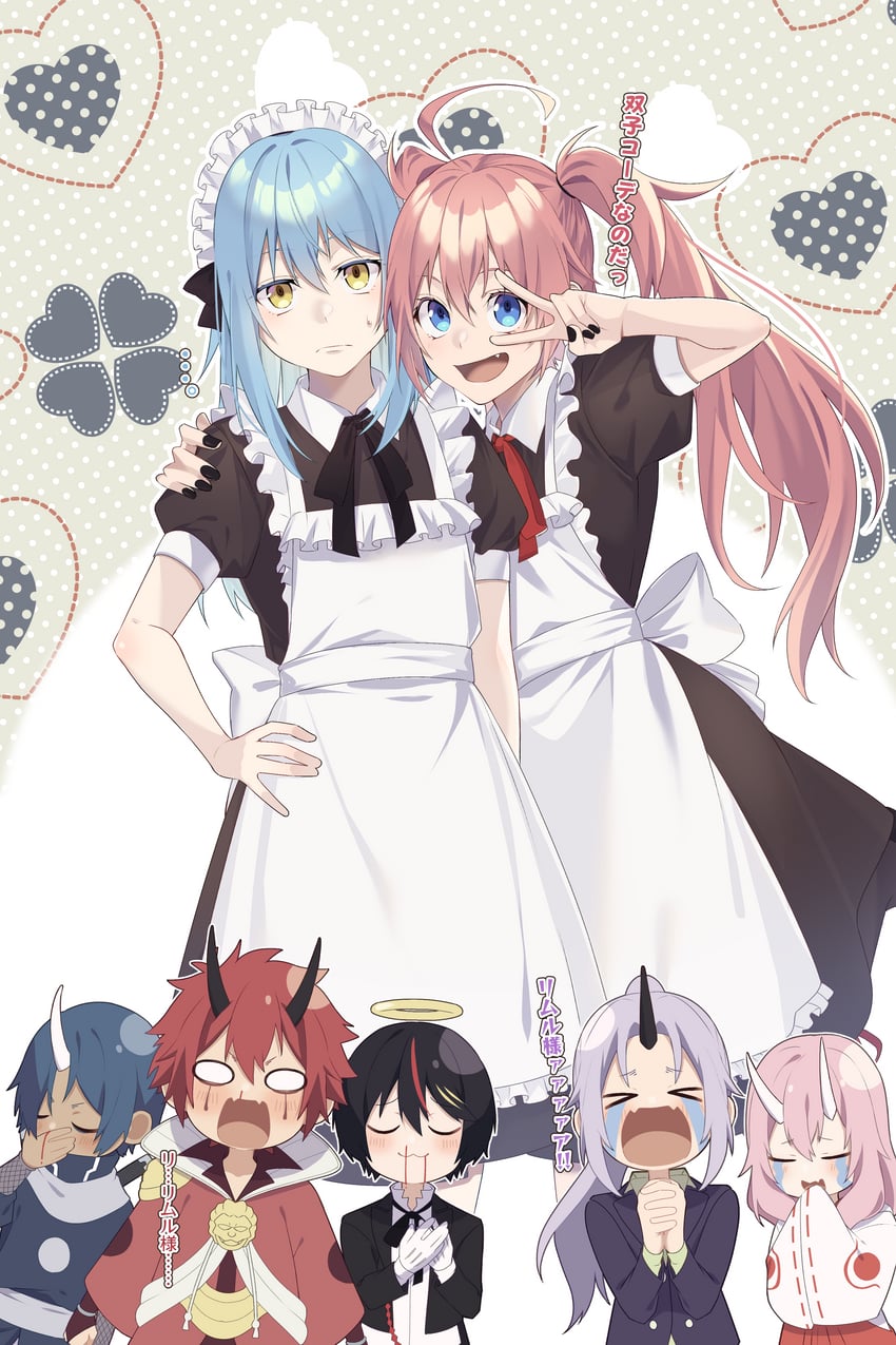 rimuru tempest, milim nava, shion, shuna, diablo, and 2 more (tensei shitara slime datta ken) drawn by ss023xx