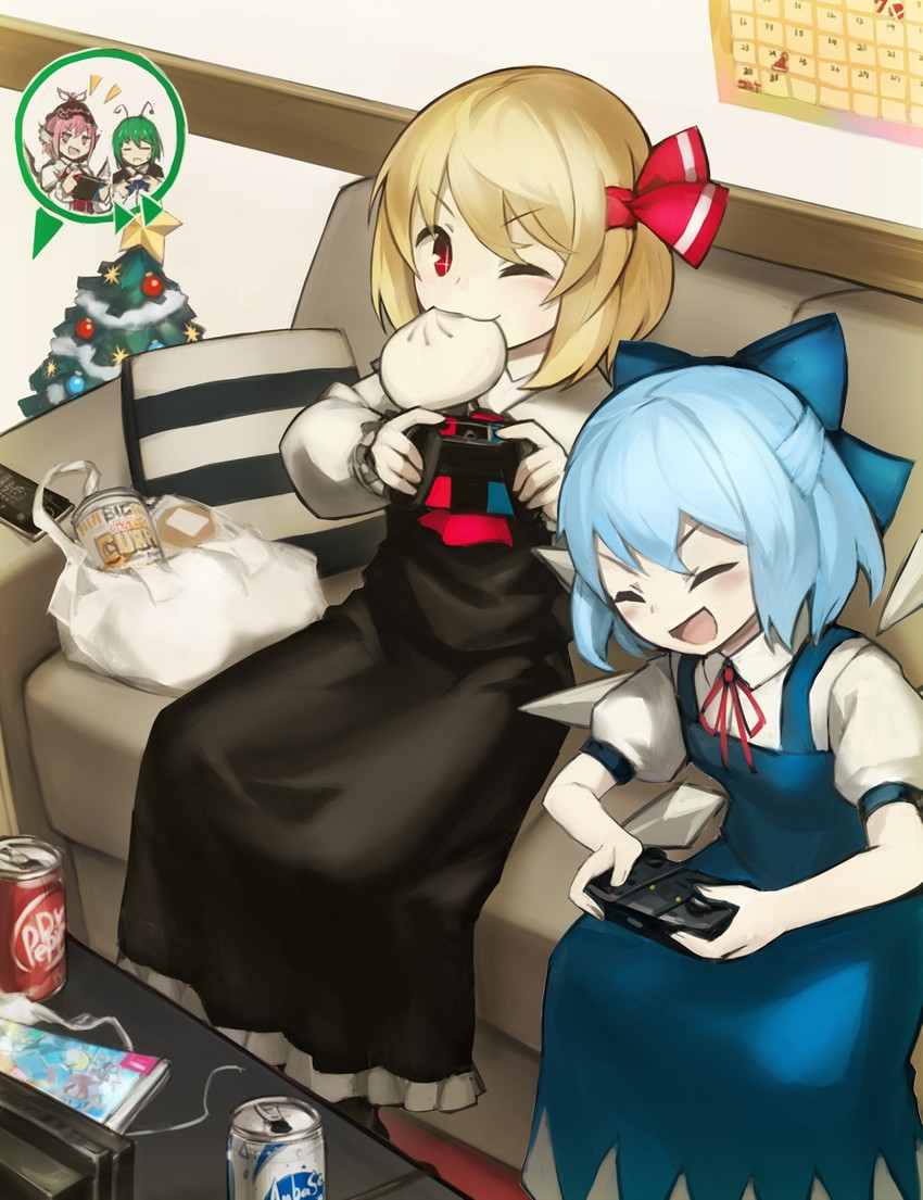 cirno, rumia, mystia lorelei, and wriggle nightbug (touhou and 1 more) drawn by spark621
