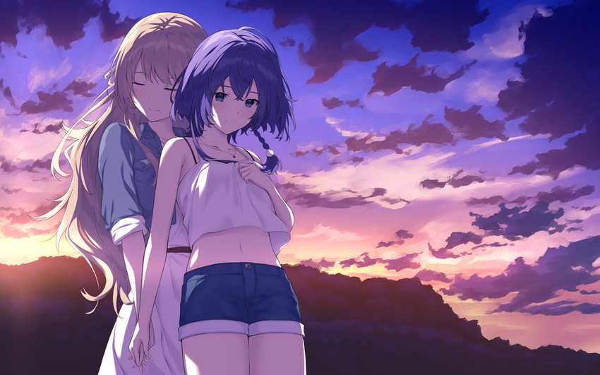 misakino kukuru and miyazawa fuuka (shiroi suna no aquatope) drawn by nuenue